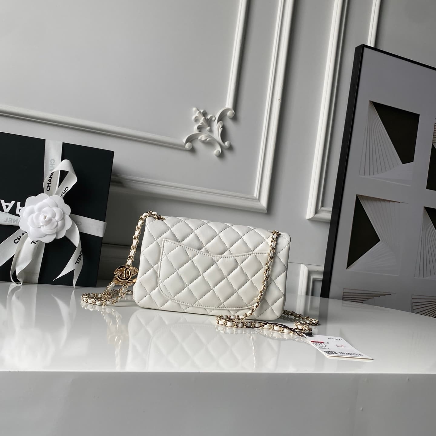 Chanel Classic Flap Bag Lambskin & Gold-Tone Metal AS5759 White A