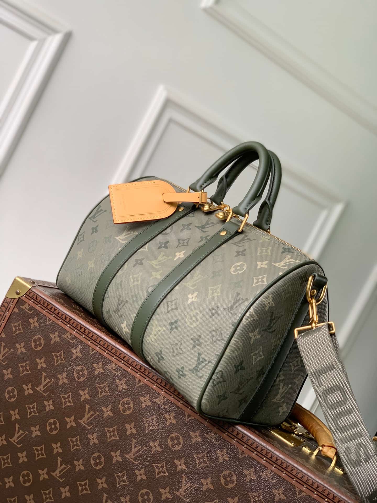Louis Vuitton Keepall Bandoulière 35 Kahki Green Monogram Surplus coated canvas M27054 High
