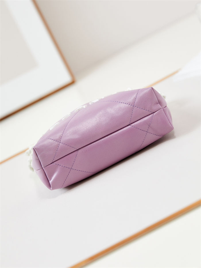 Chanel 22 MINI HANDBAG Patent Gradient Calfskin & Lacquered Metal Purple AS3980 A