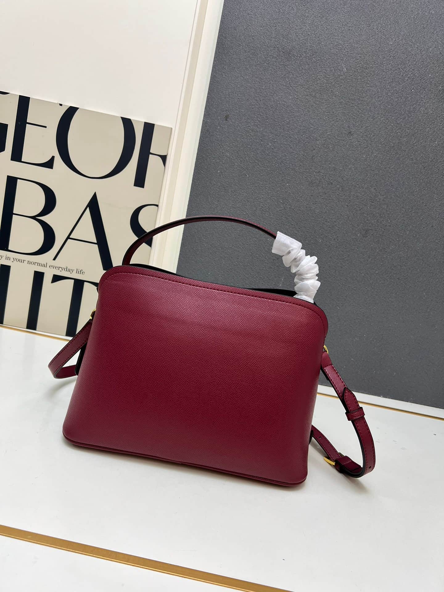 Prada Saffiano Leather Matinée Handbag Claret