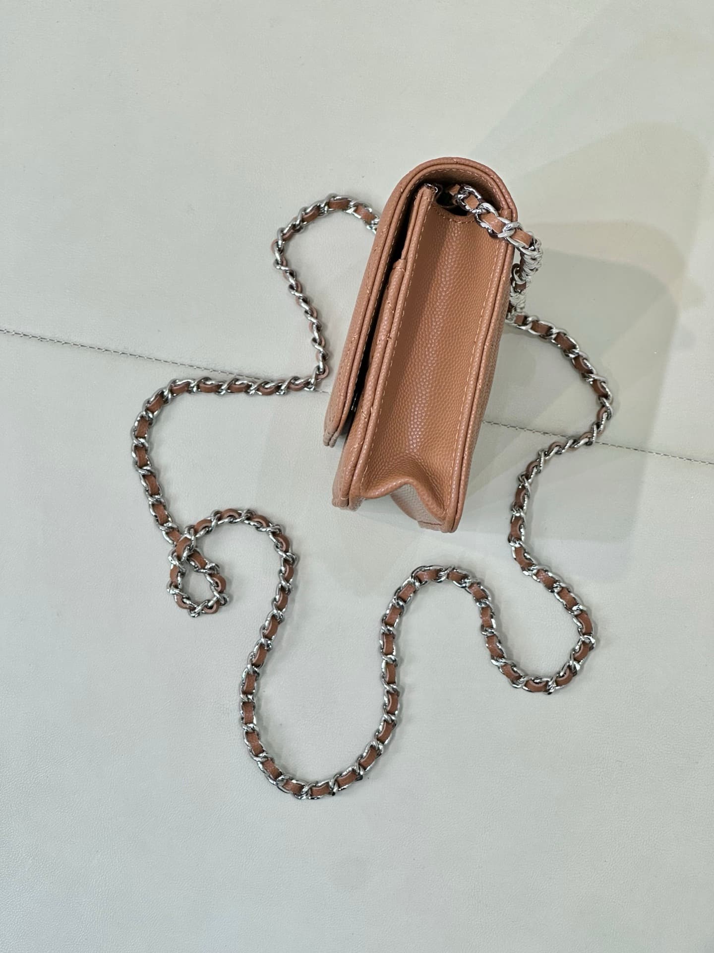 Chanel Wallet on Chain Grained Calfskin& Silver-tone Metal AP0250 Caramel TOP
