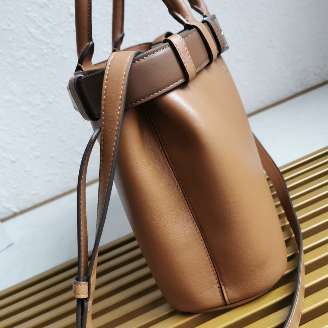 Prada Buckle small leather handbag with belt 1BA434 Caramel High