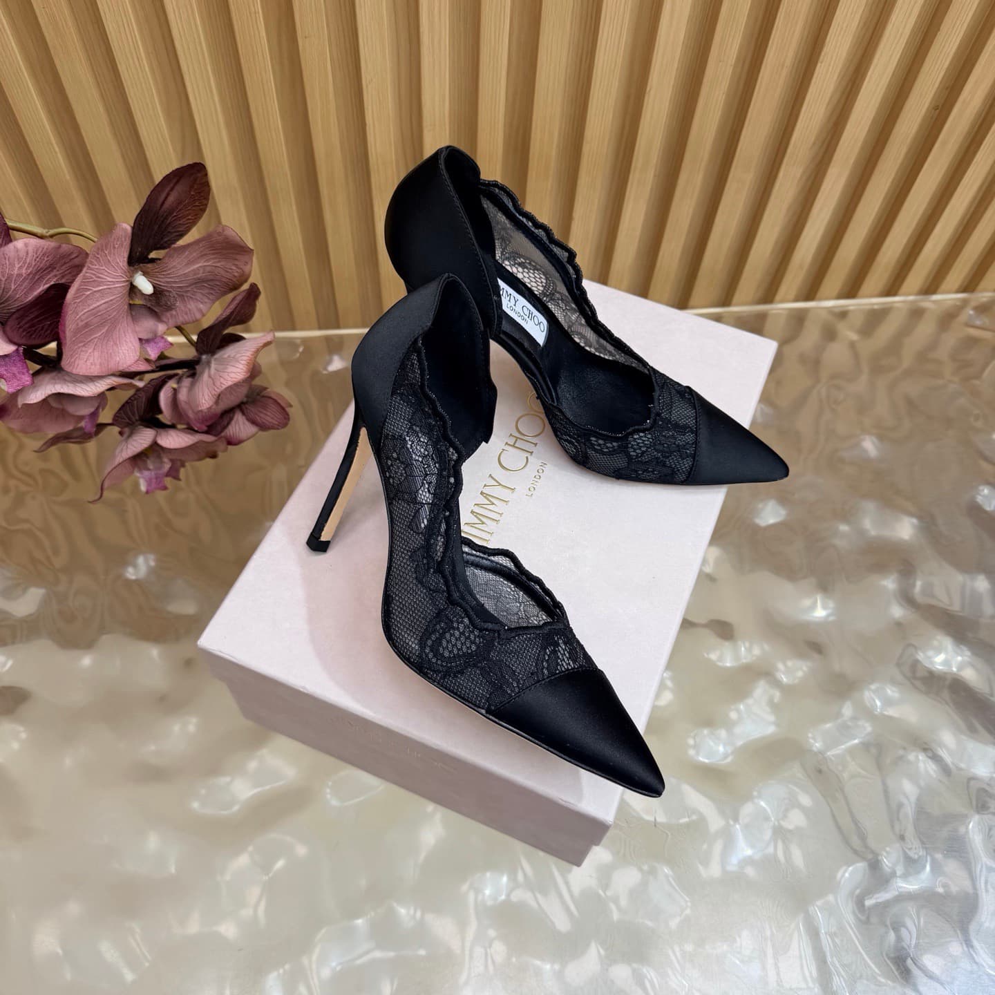 Jimmy Choo Brigitte 100 Lace & Satin Pumps