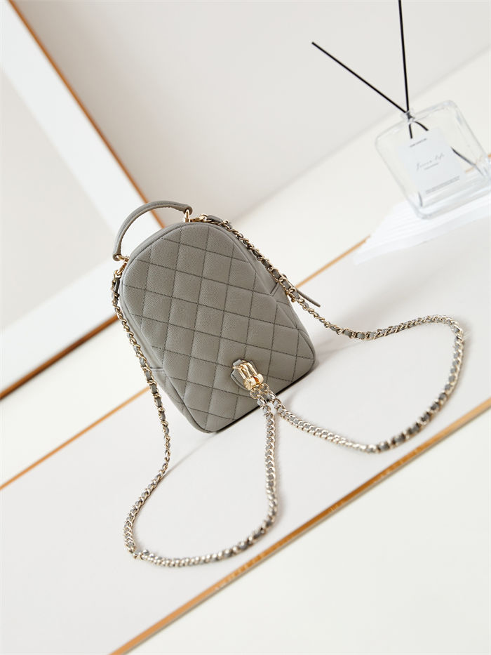 Chanel Mini Backpack Grained Calfskin Gold-Tone Metal AP3753 Grey A