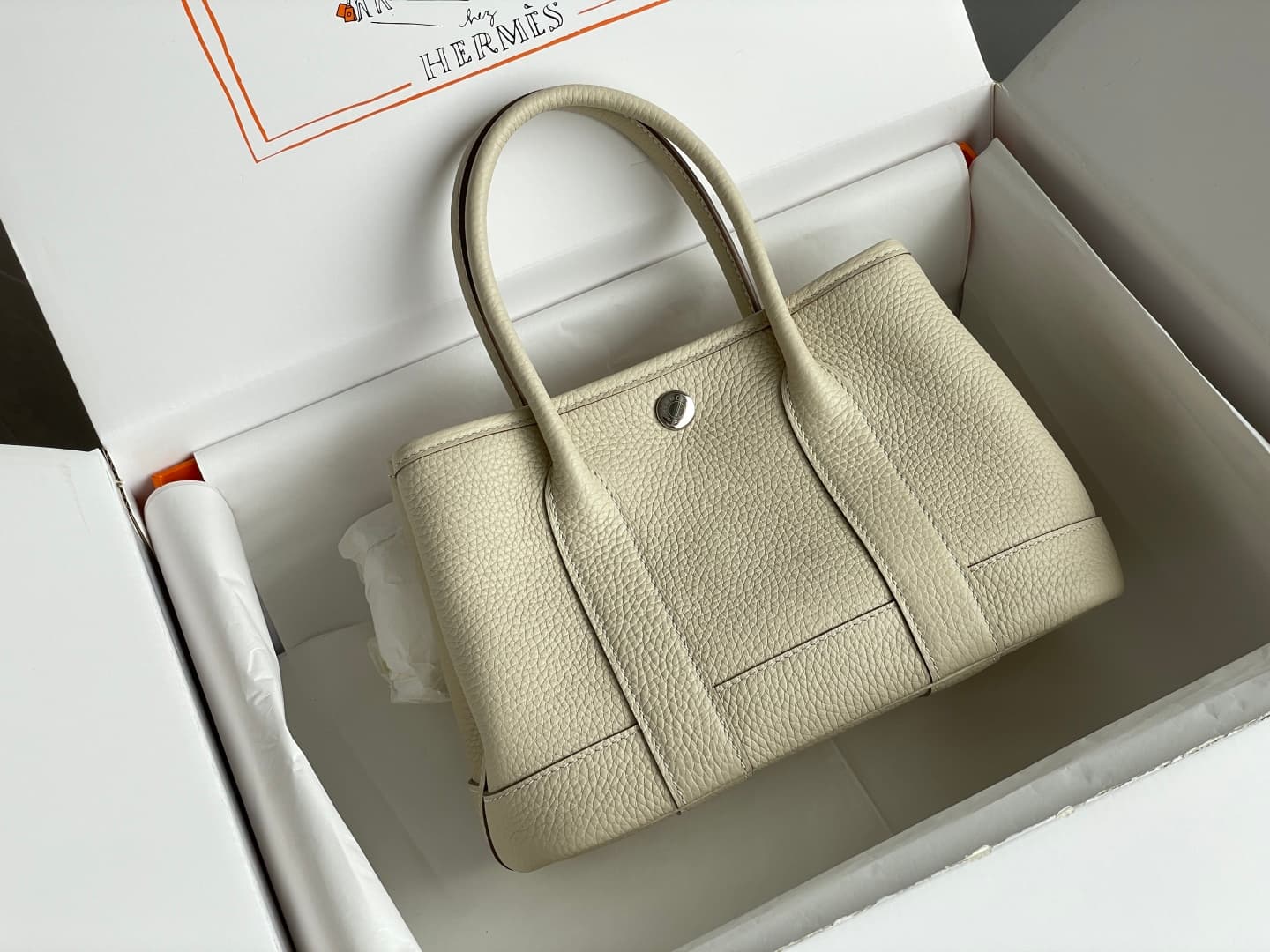 Hermes Garden Party 23 bag in Craie Togo Leather WAX High