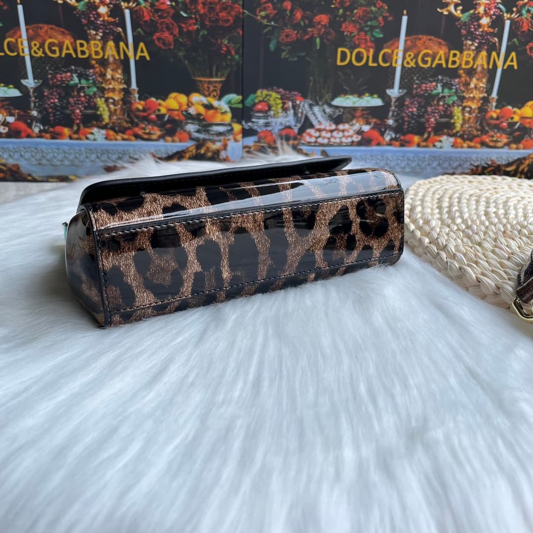 Dolce & Gabbana Mini Sicily handbag in leopard-print polished calfskin High