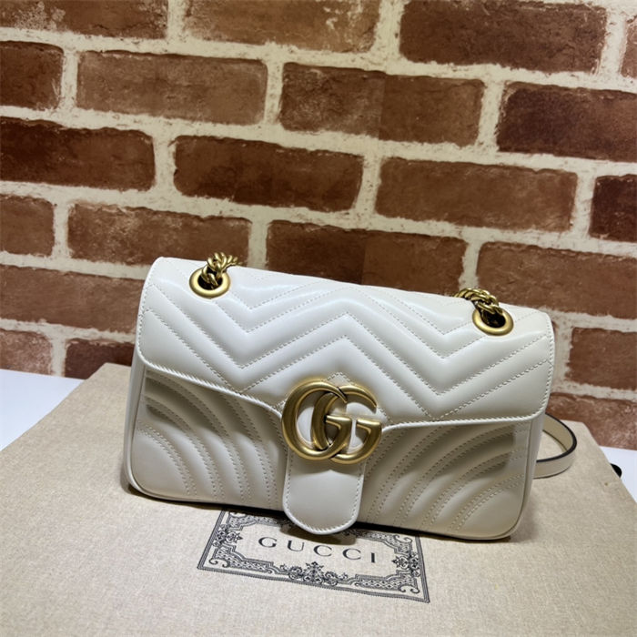 GG Marmont small matelassé shoulder bag 443497 white High