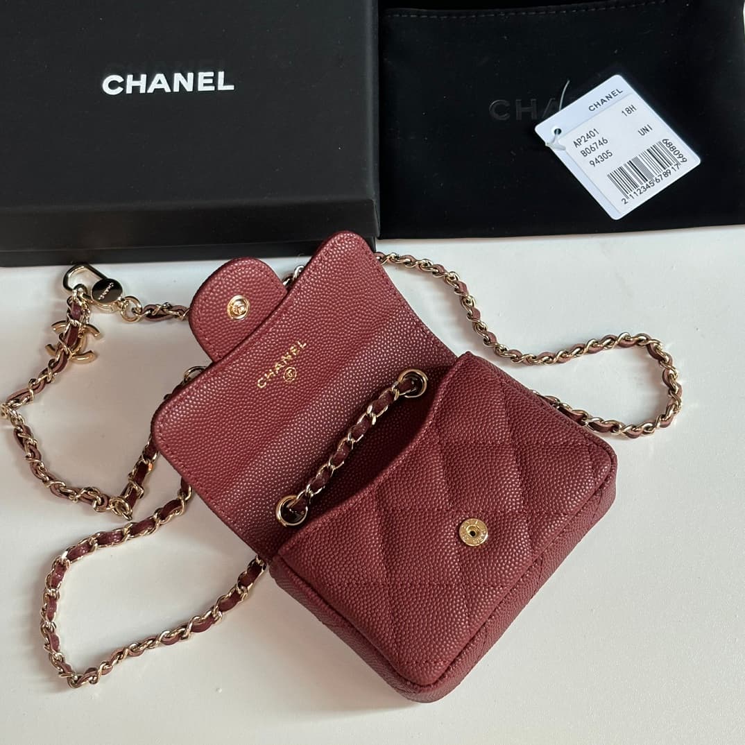 Chanel  Mini Flap Card Holder on Chain AP2401 A