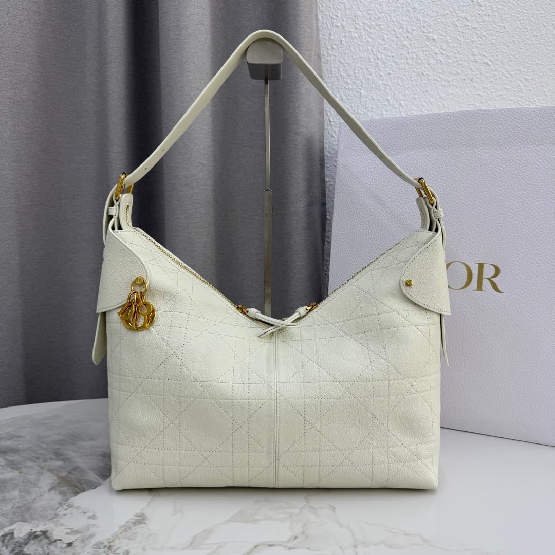 Large Dior Voyage Bag Latte Flat Macrocannage Grained Calfskin High