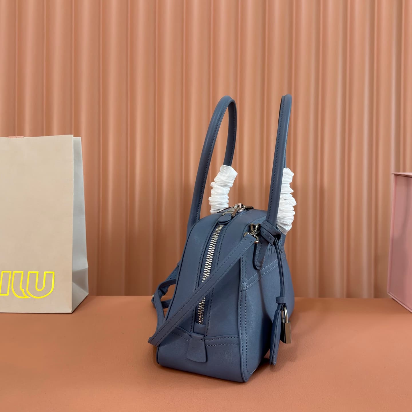 Miu Miu Vivant nappa leather bag Dark Blue 5BB200  TOP