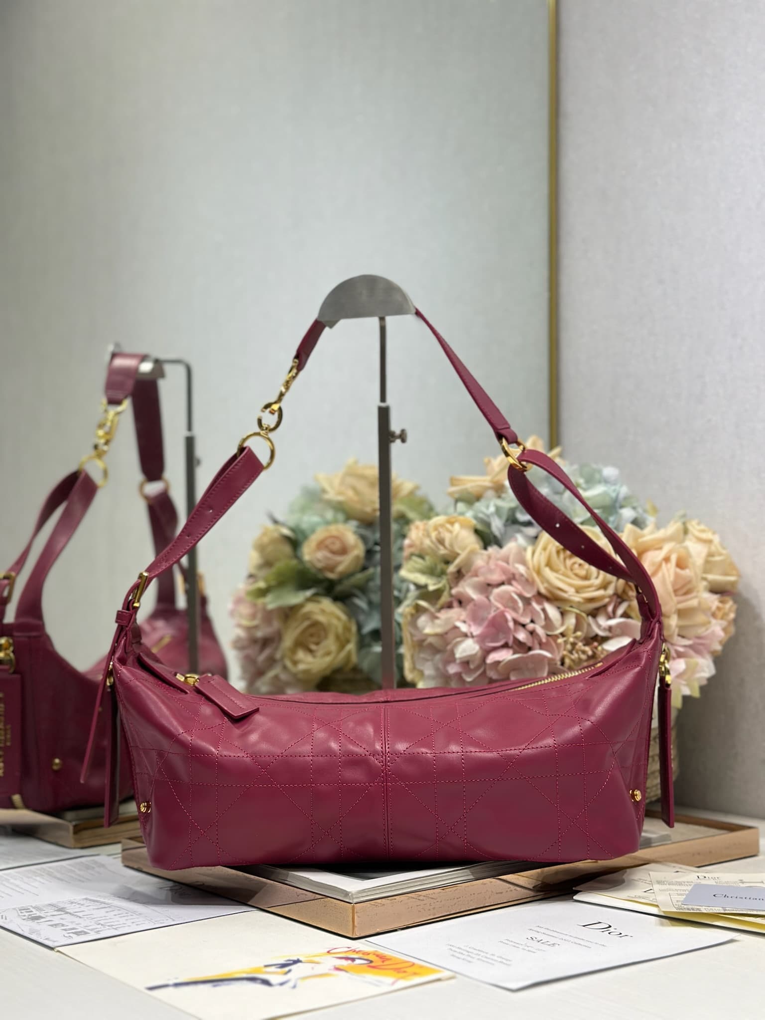 Medium D-Journey Bag in Crinkled Calfskin High