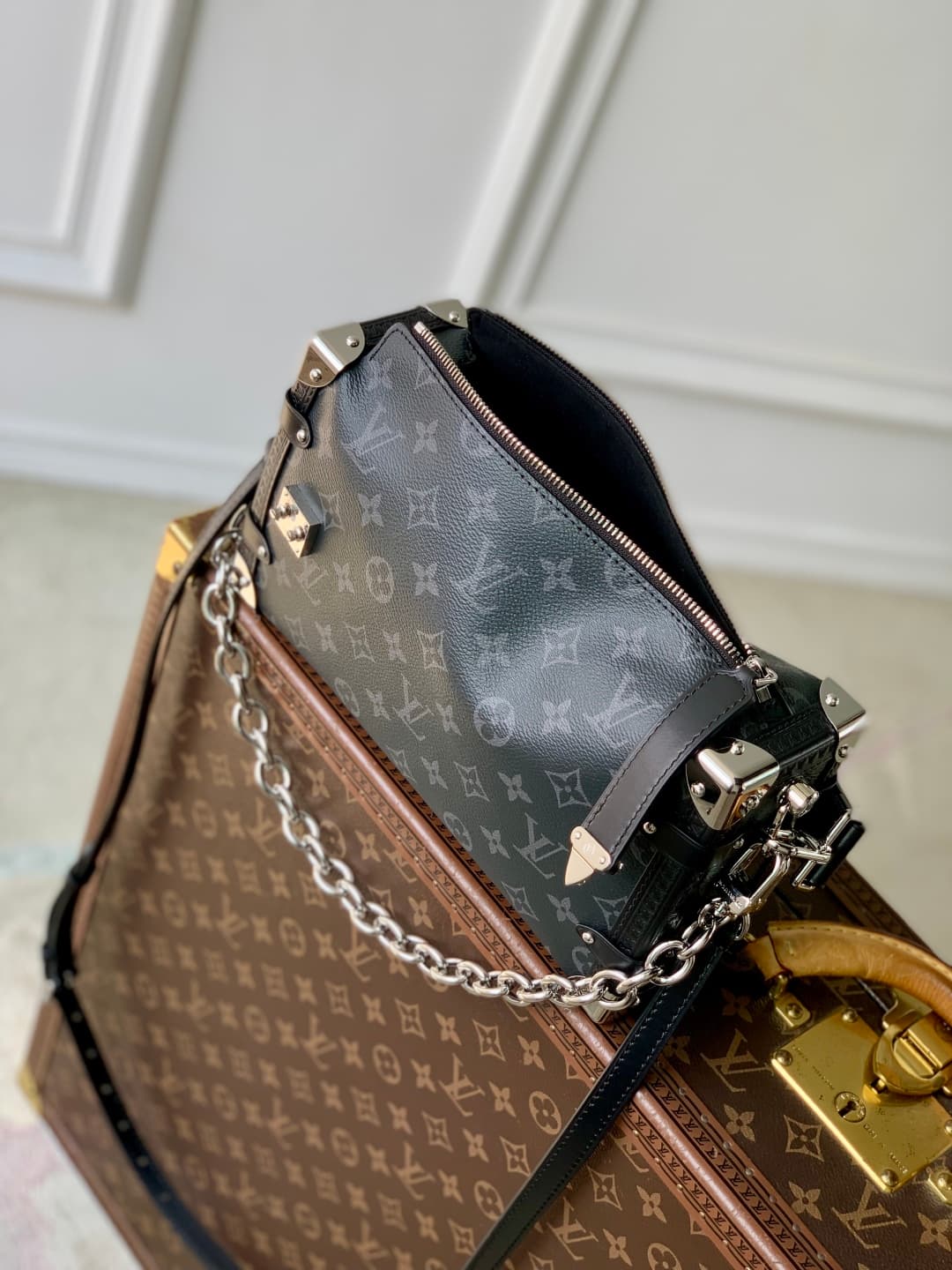 Louis Vuitton Side Trunk MM East West Monogram Eclipse M26226 High