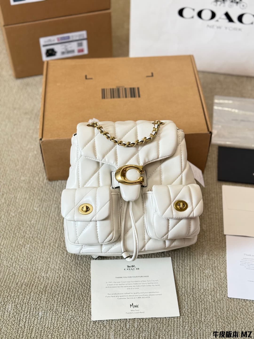 Coach Tabby Backpack With Pillow Quilting Nappa leather White