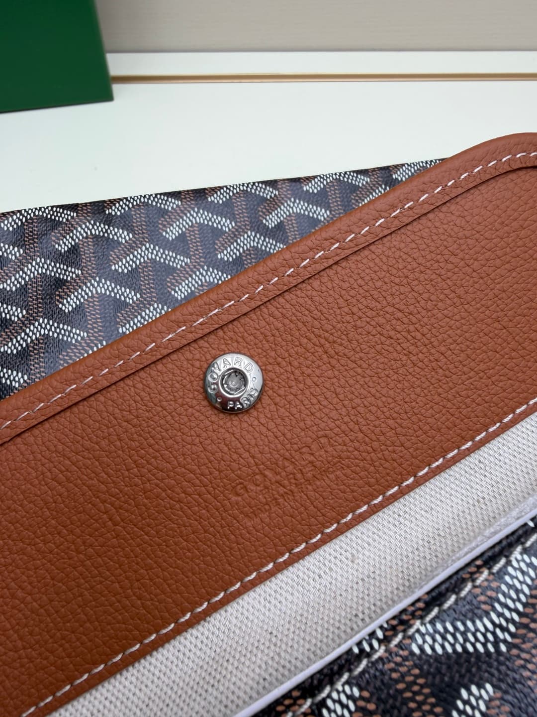 Goyard Bohème Brown Hobo Bag Chevron Canvas and White Painted Mascot High