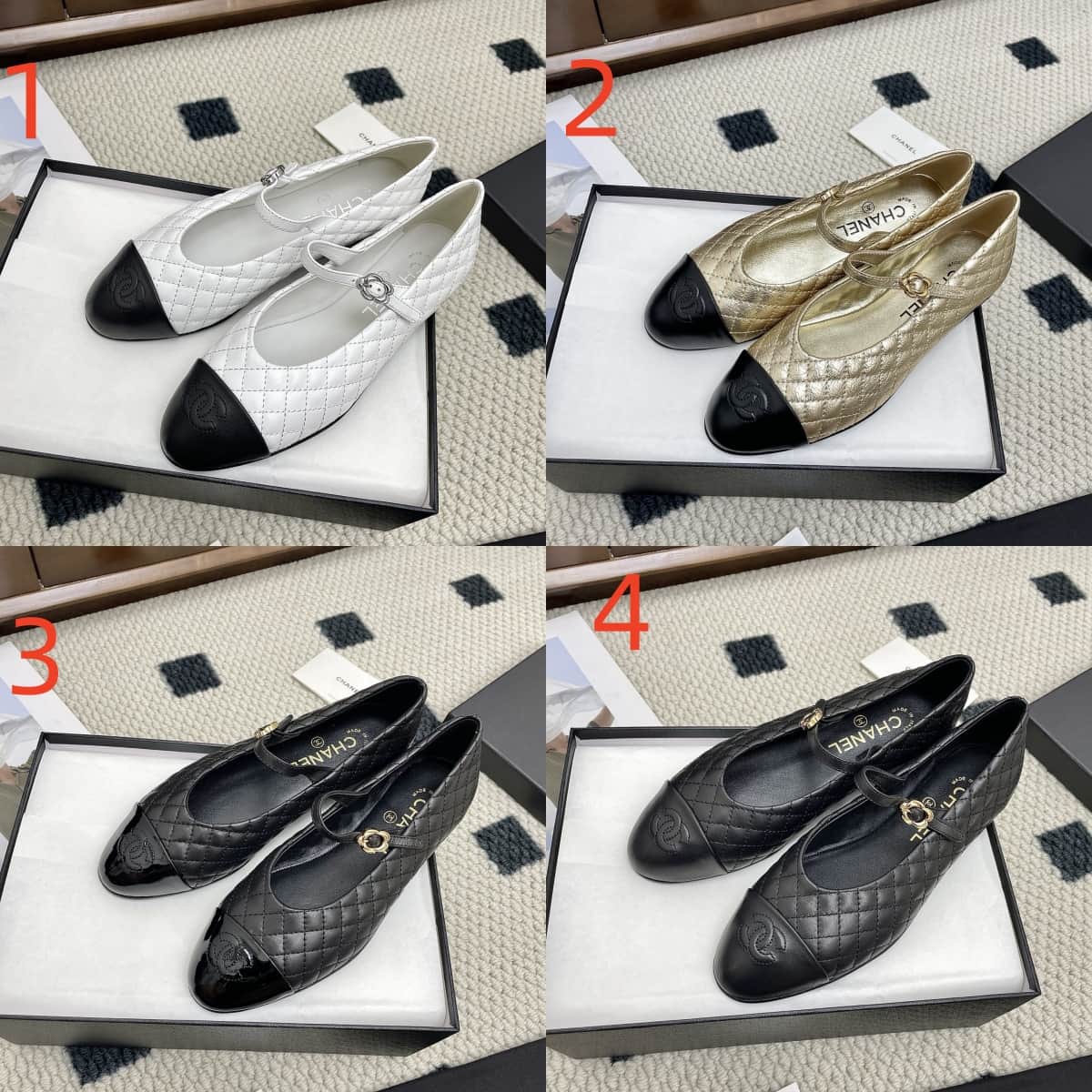 Chanel Lambskin Quilted Mary Jane Flats shoes Women
