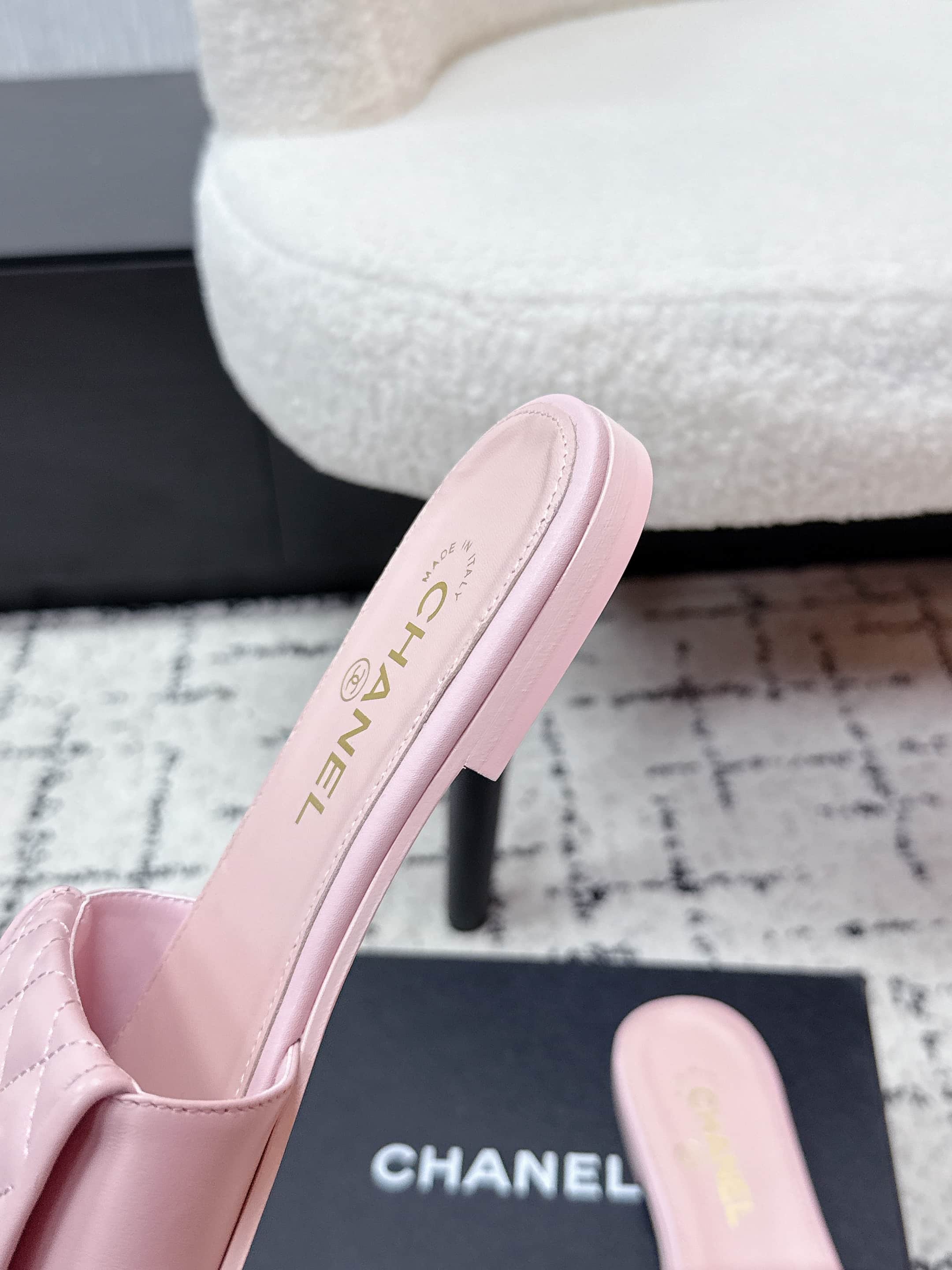 Chanel Pink Turnlock Flat Mules