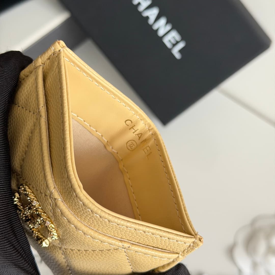 Chanel Card Holder Grained Calfskin Strass& Gold-Tone Metal AP5072 High