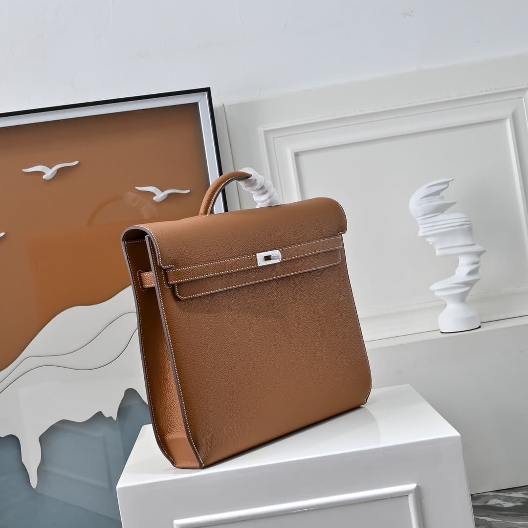 Hermes Kelly depeches Togo 36 briefcase In Camel CalfskIn WAX High
