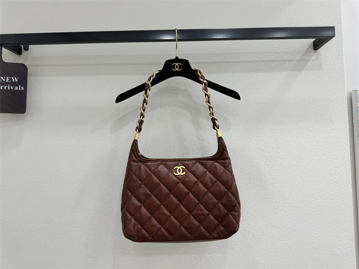 Chanel Large Hobo Handbag AS4923 Shiny Lambskin & Gold Metal A