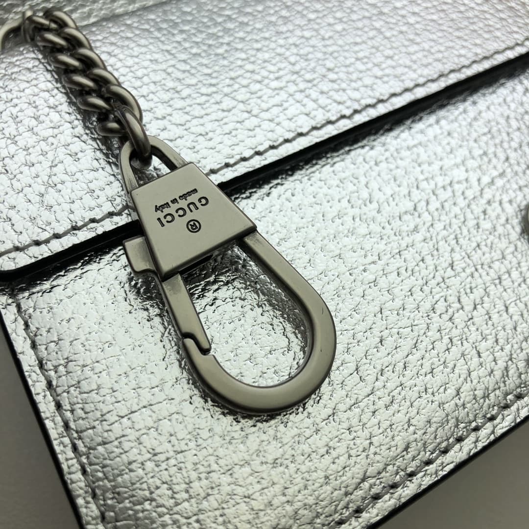 Dionysus super mini leather bag 476432 Silver high