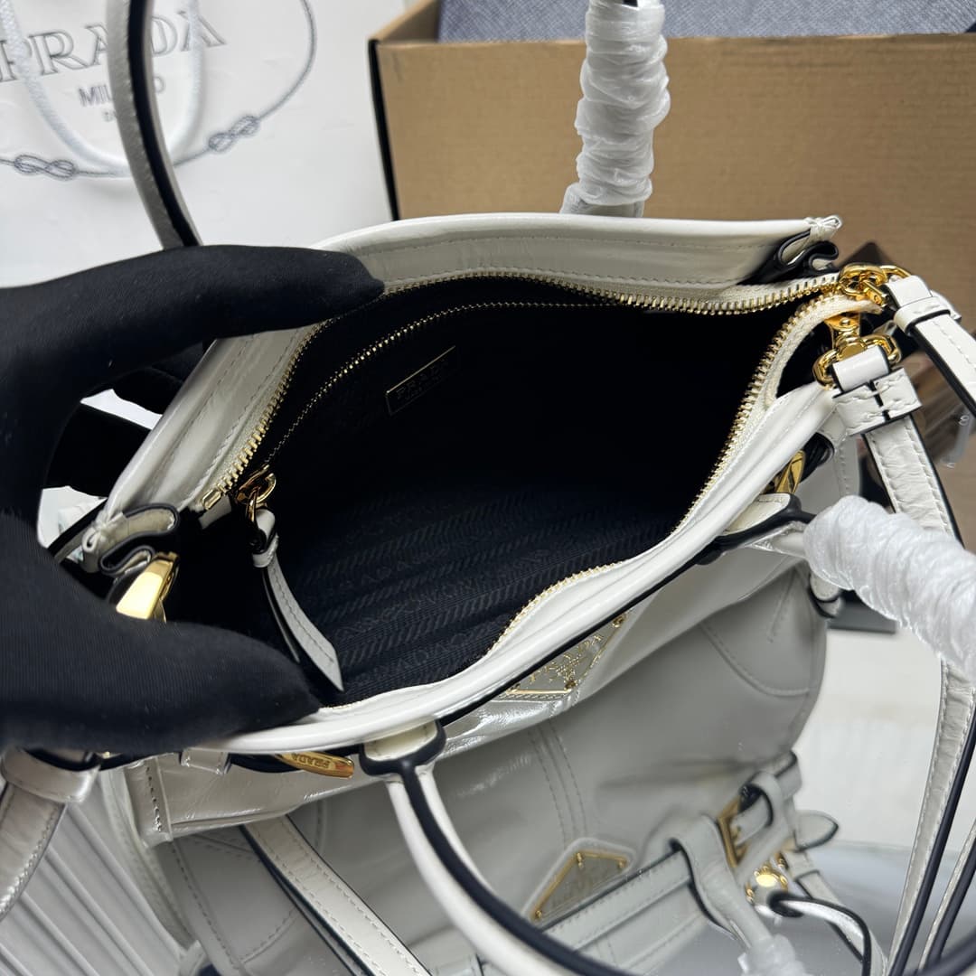 Prada Bonnie leather mini handbag Calfskin leather 1BA486 White High
