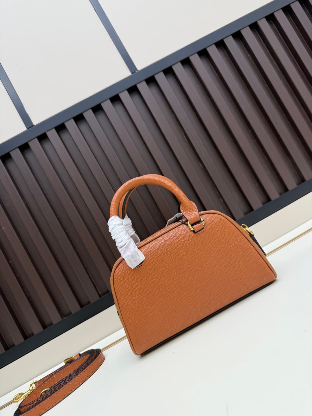 Valentino Garavani Mini VLogo Signature Bowling Bag Caramel