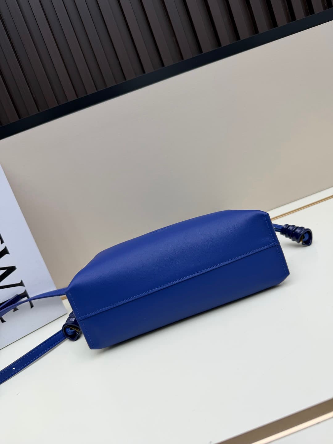 Loewe Small Flamenco Ruched Clutch Bag in Blue Leather High