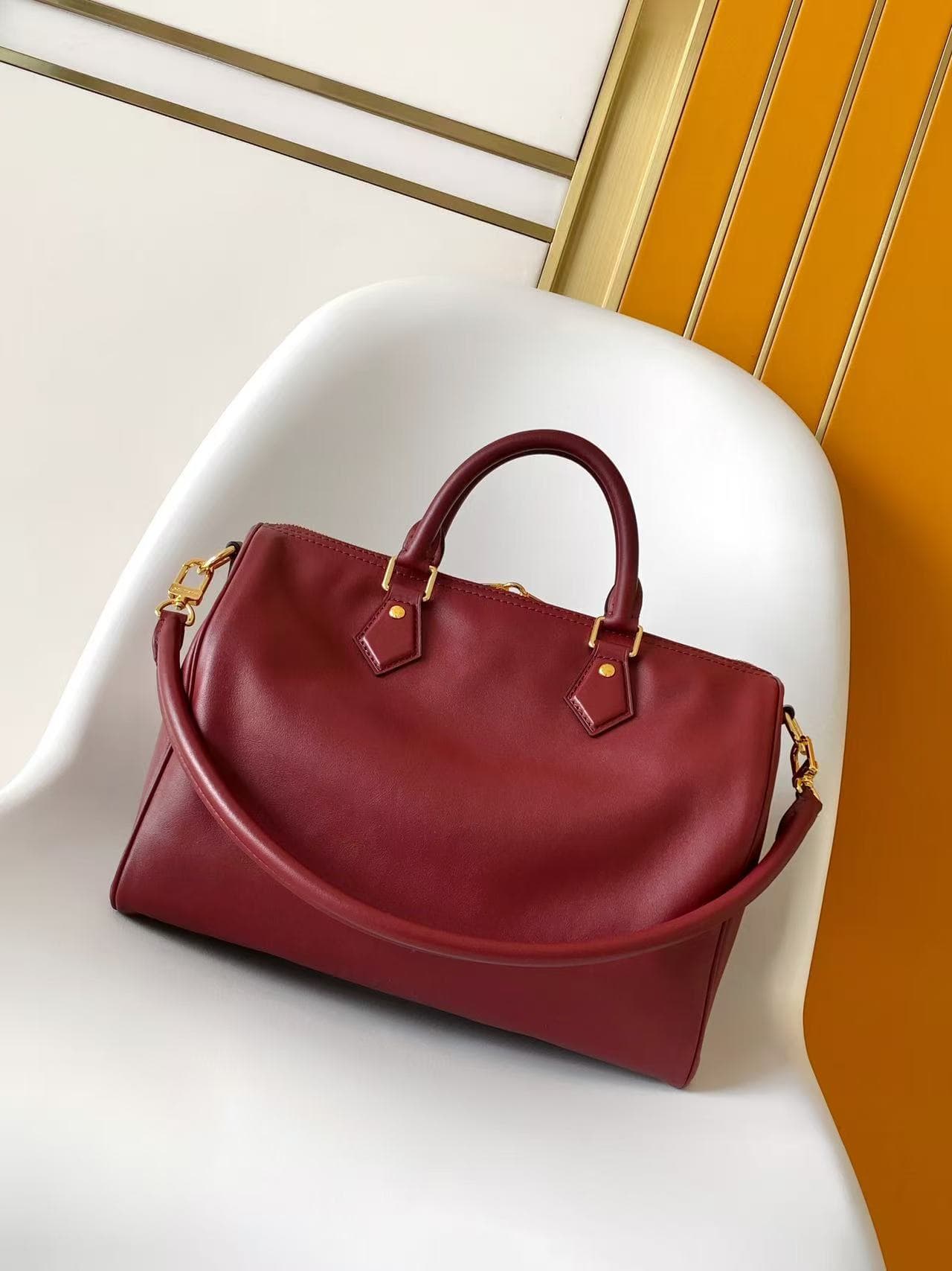 Louis Vuitton Speedy Soft 30 Plum Calfskin leather M25766 High