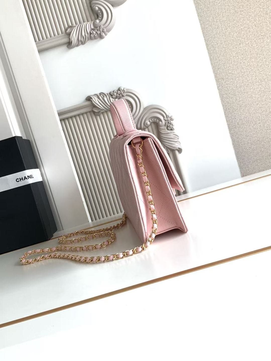 Chanel Wallet on chain Grained Calfskin & Gold-Tone Metal Pink AS6554 A