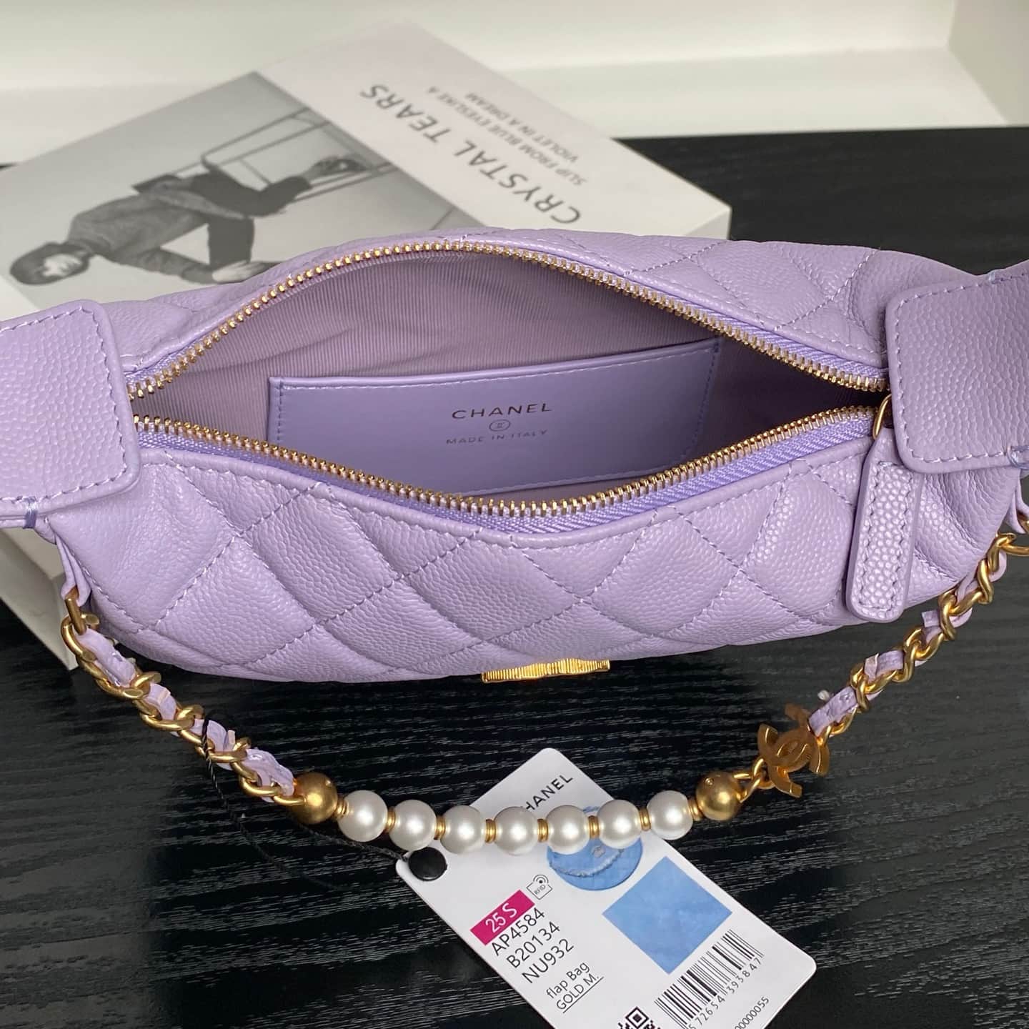 Chanel mini round hobo pouch bag AP4584 Grained Calfskin & gold-tone metal light purple high