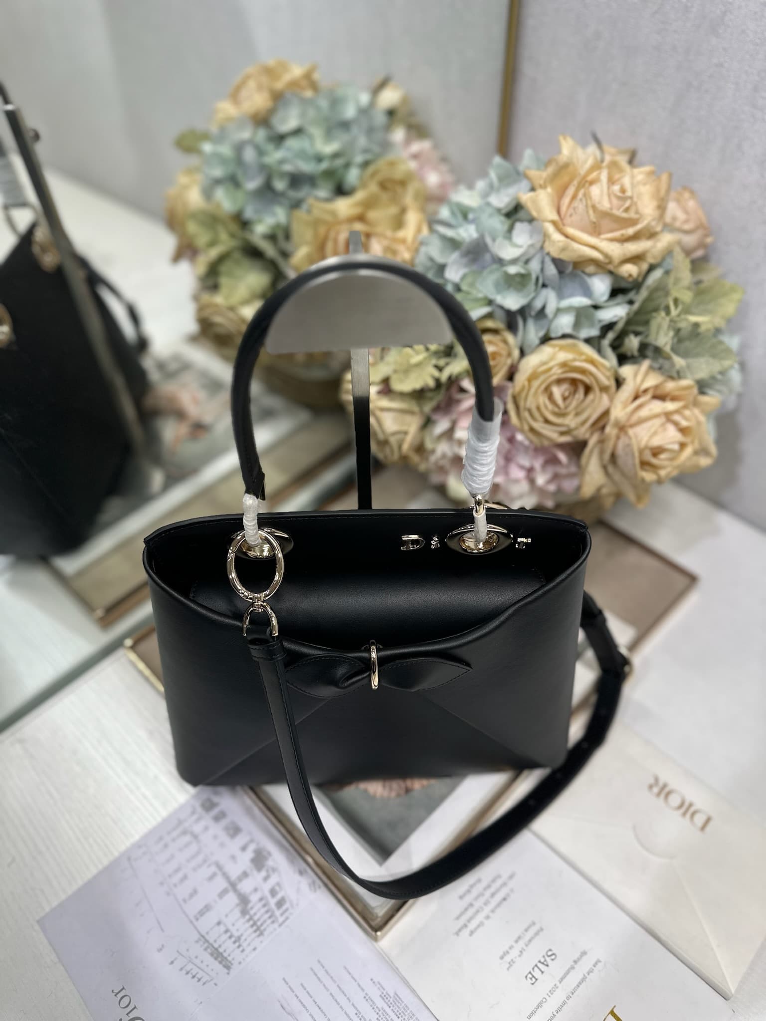 Small Dior Cigale Bag Black Shiny Supple Calfskin High