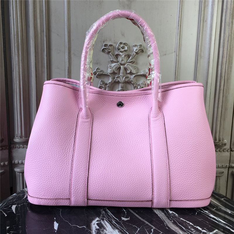 Hermes Garden Party 30/36 Bag Calfskin In Pink High