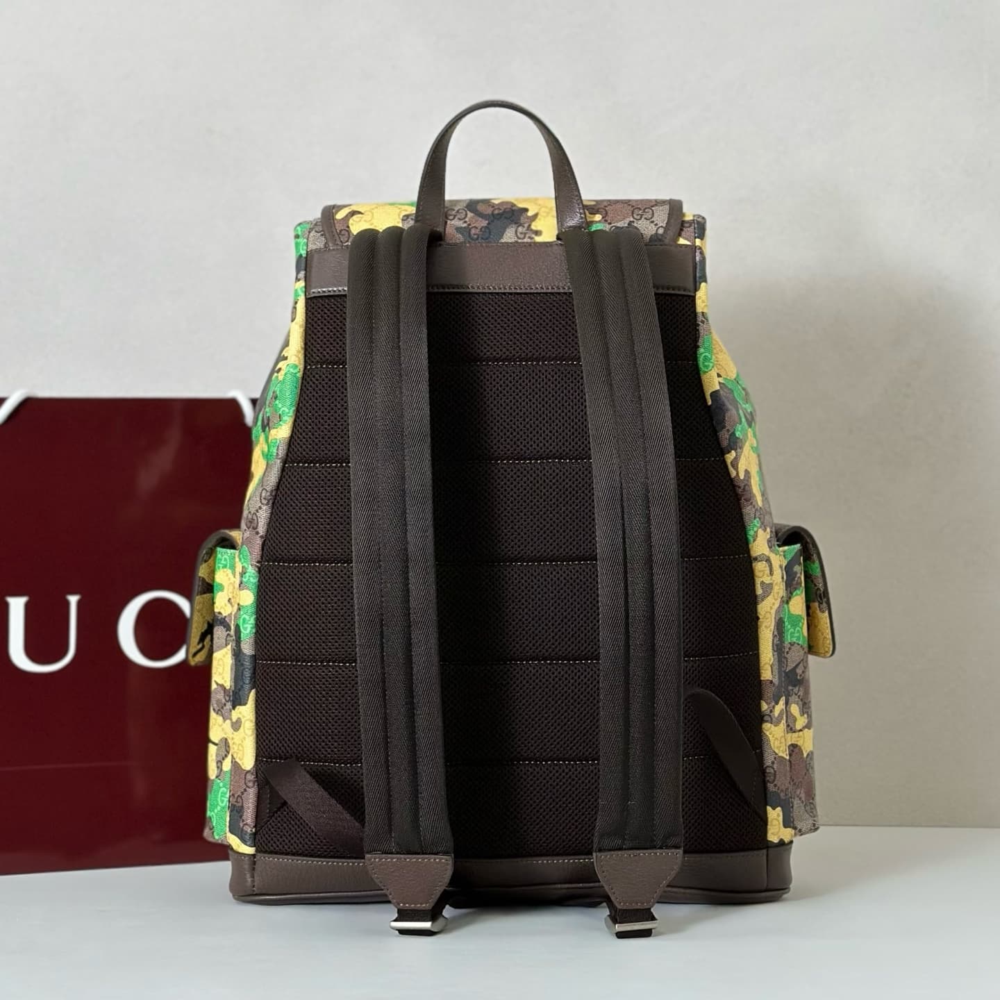 Gucci Ophidia Large Backpack Yellow Camouflage 839110 High