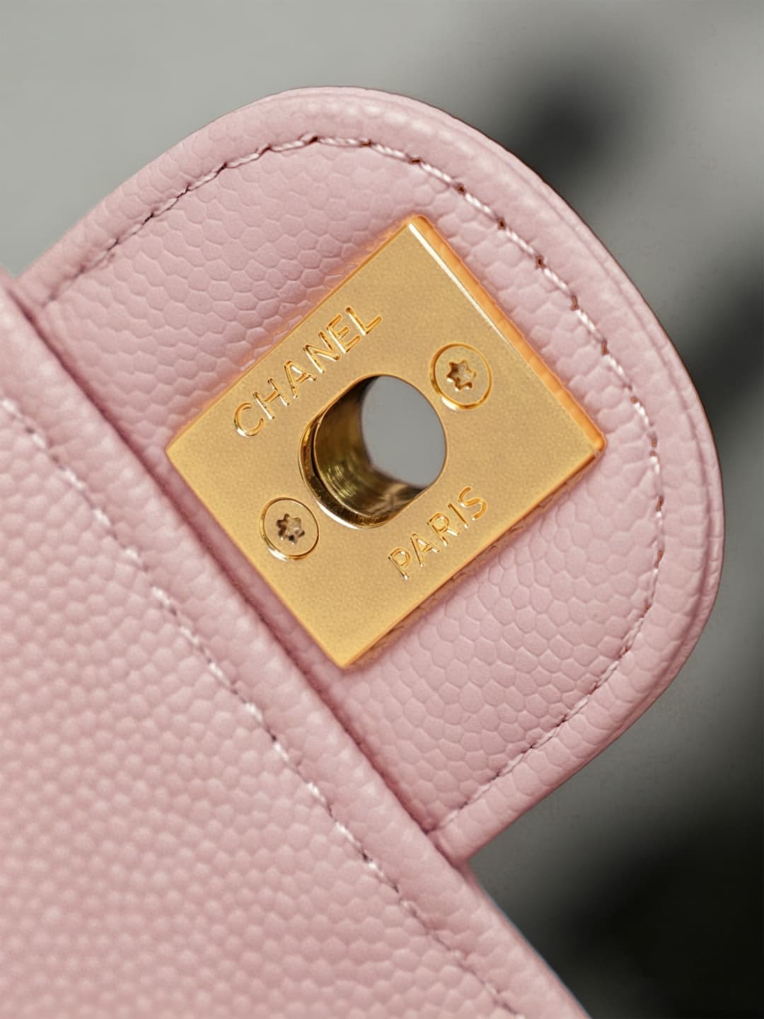 Chanel Small Bowling Bag Grained Shiny Calfskin & Gold-Tone Metal AS6143 Light Pink High