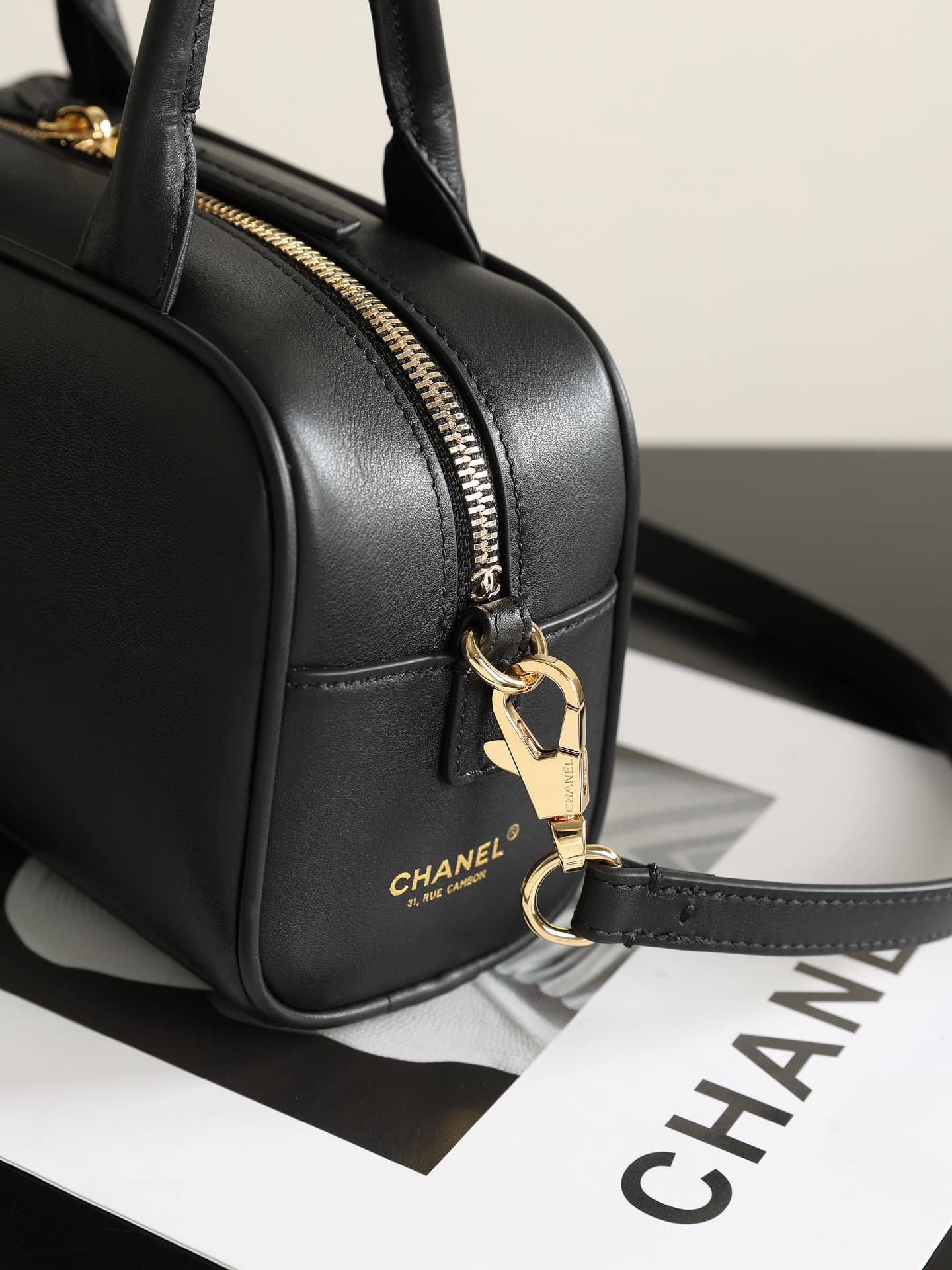 Chanel Mini Bowling Bag Calfskin & Gold-Tone Metal Black AP5528 A