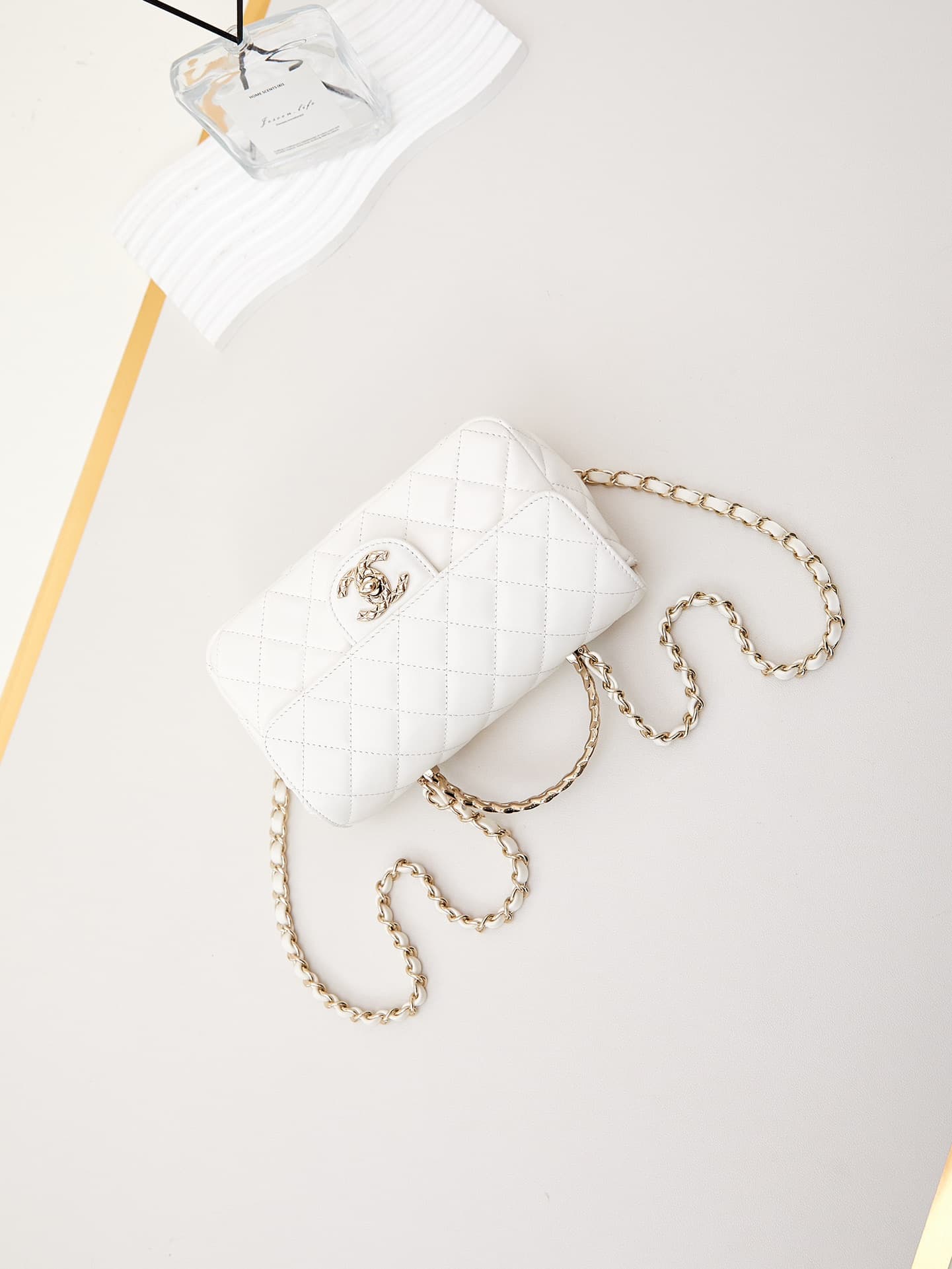 Chanel Mini Flap Bag with Top Handle Lambskin& Gold-Tone Metal Pink AS4924 A