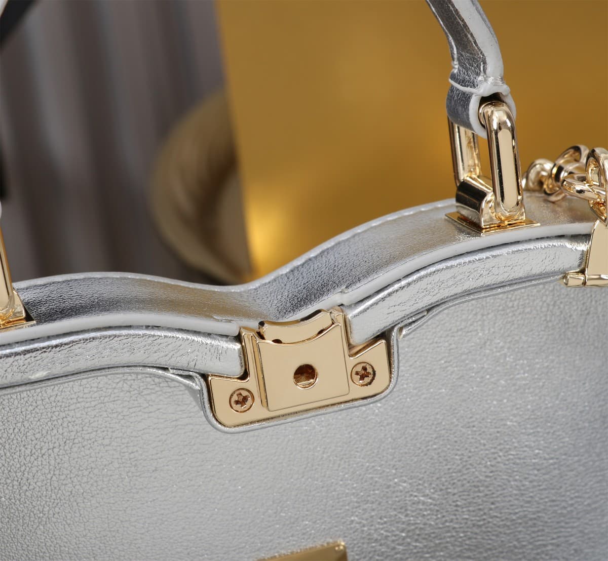 Dolce & Gabbana Silver leather DG Logo handbag high