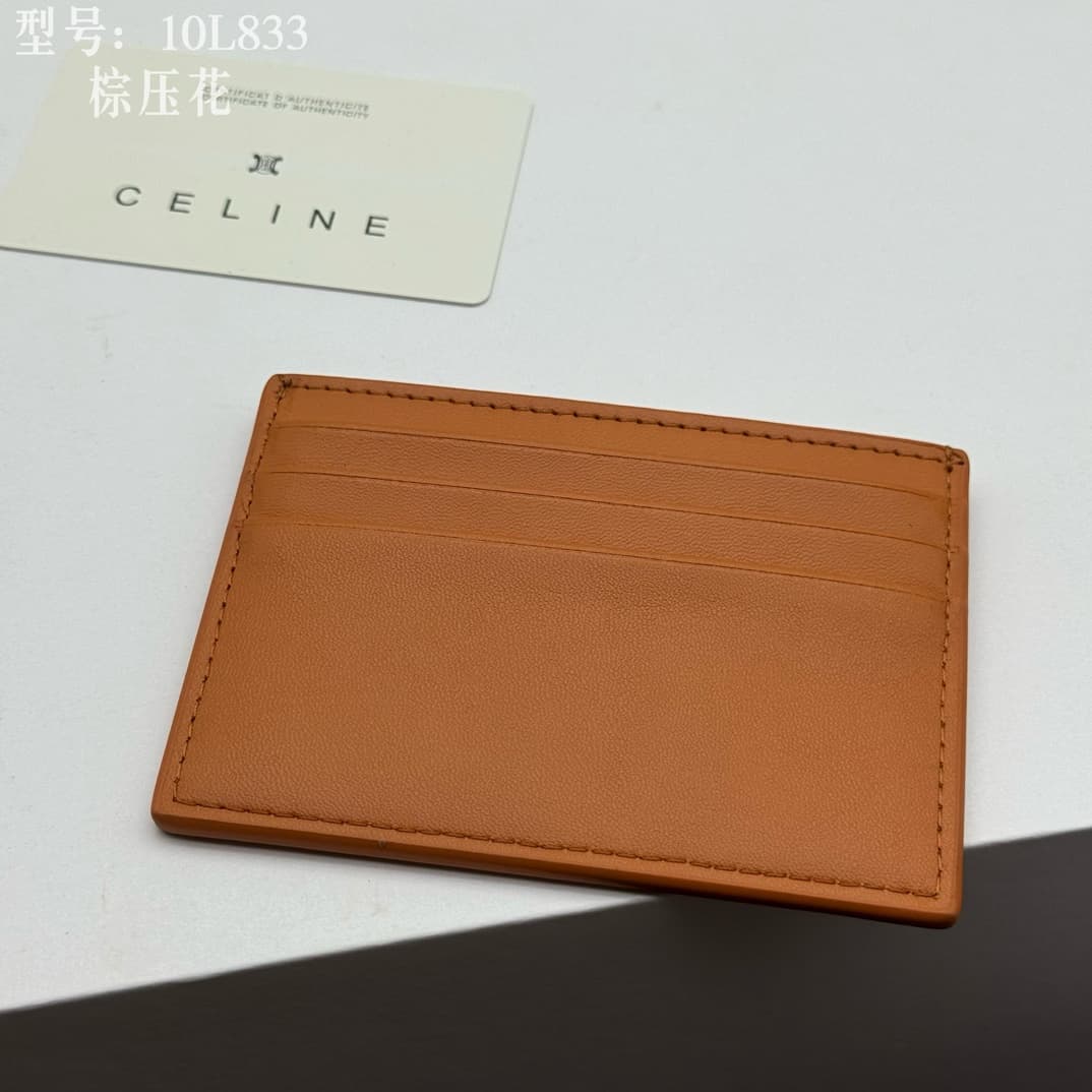 Celine Cuir Triomphe Card Holder in Caramel smooth calfskin leather High