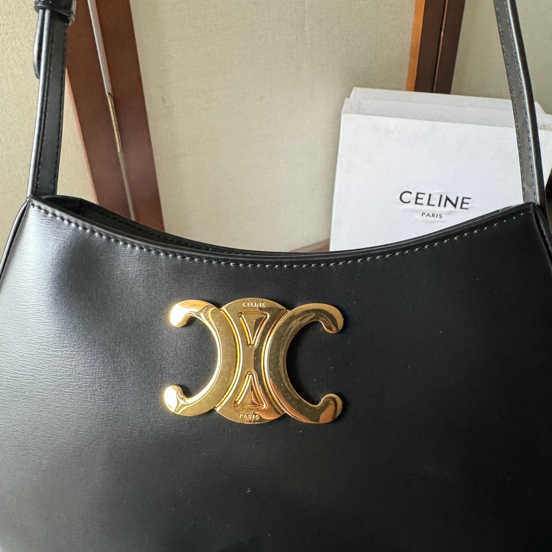 Celine Tilly Bag in Black Shiny Calfskin High