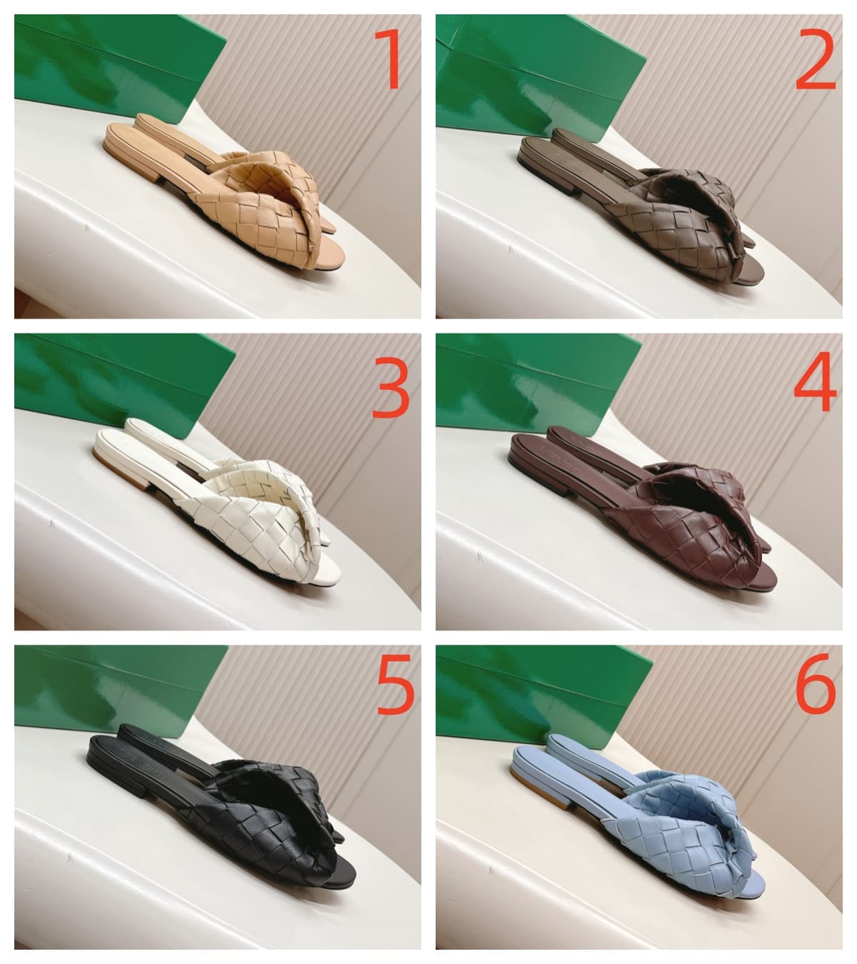 BOTTEGA VENETA Intrecciato Weave Leather Slides Low Women