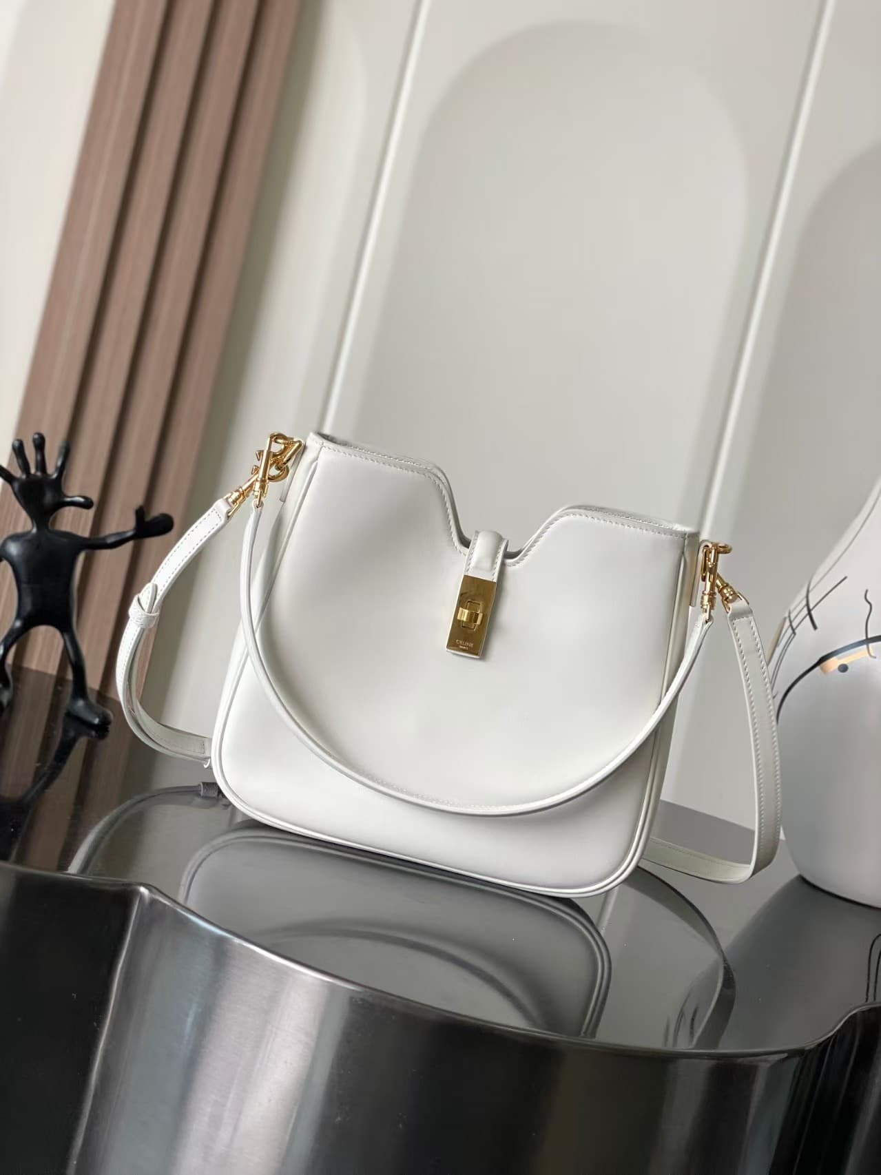 Celine SMALL CAMILLE 16 SOFT BAG IN SMOOTH CALFSKIN RICE High