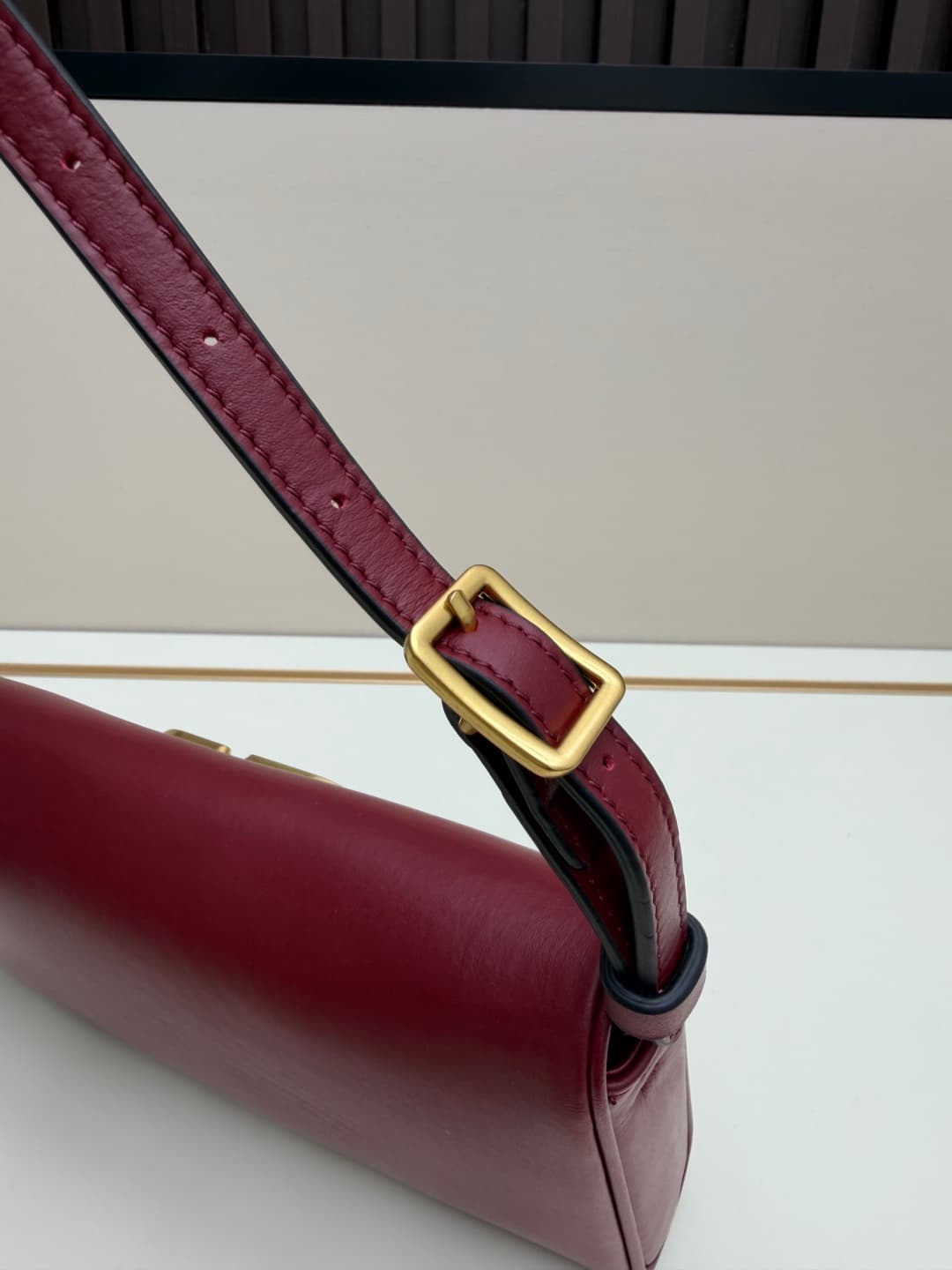 Valentino Garavani Devain Small Nappa Shoulder Bag Burgundy High
