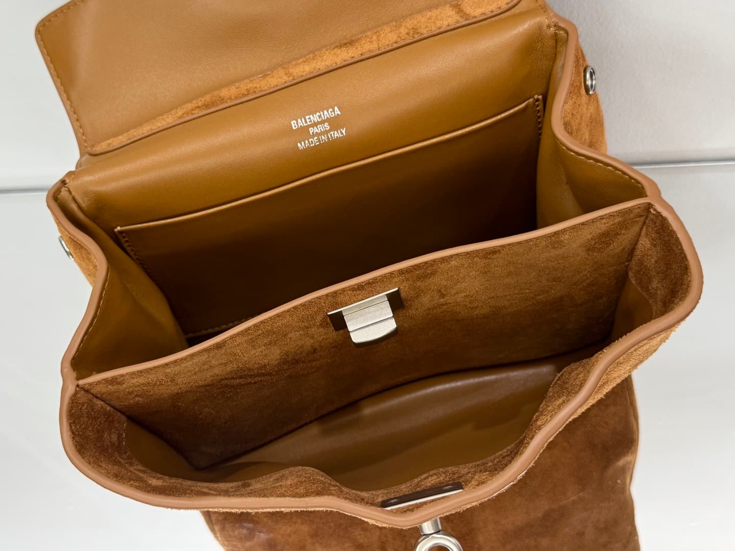 Balenciaga Rodeo Mini Bag in Camel Waxed Suede Calfskin With Silver-Tone Metal TOP