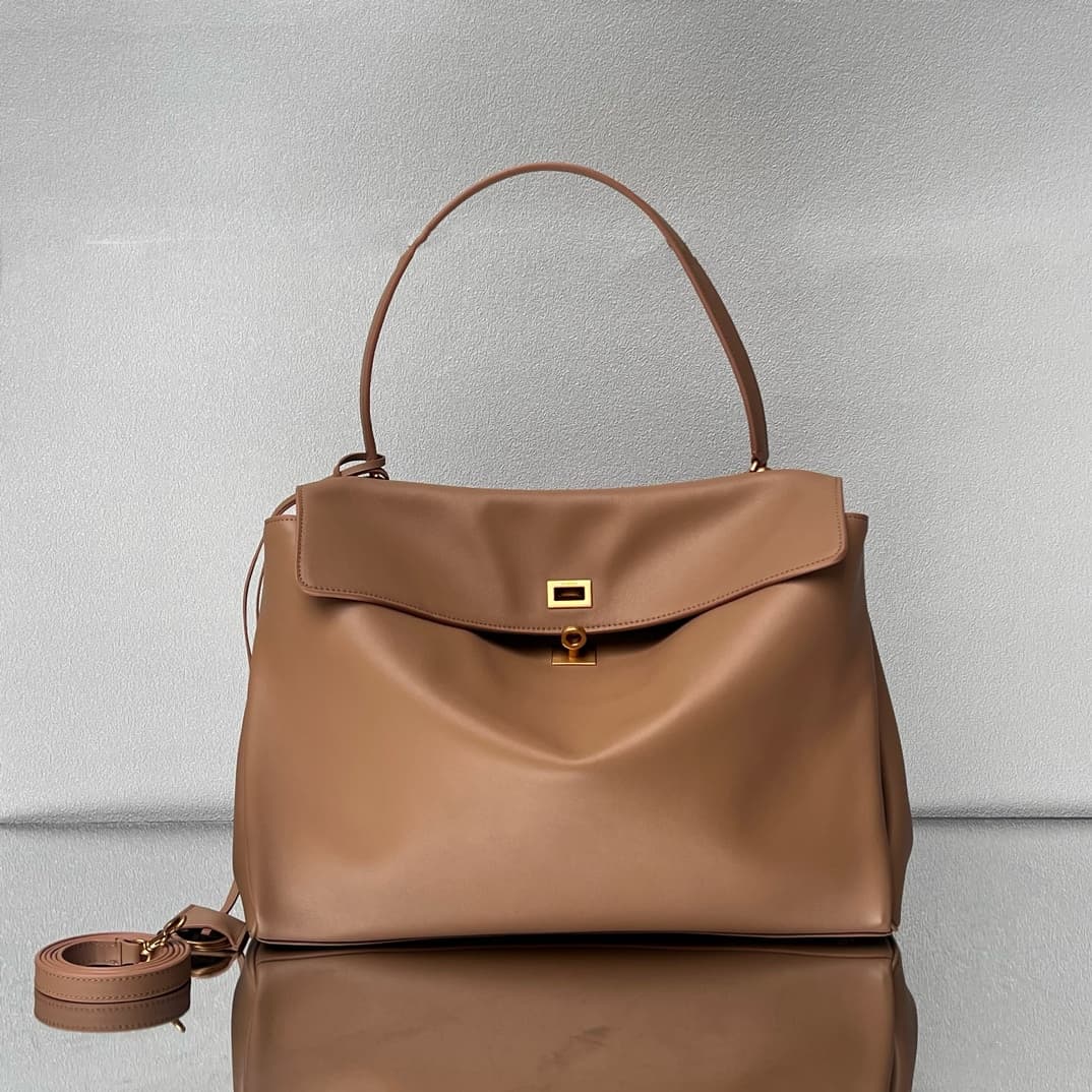 Balenciaga Rodeo Large Bag in Latte Leather With Gold-Tone Metal TOP