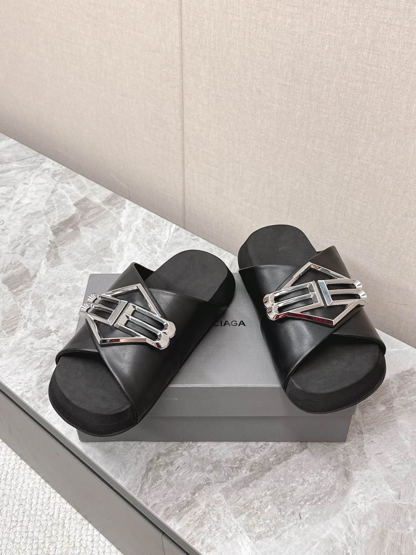 Balenciaga Sunset Flat BB Sandal Shoes Men Women