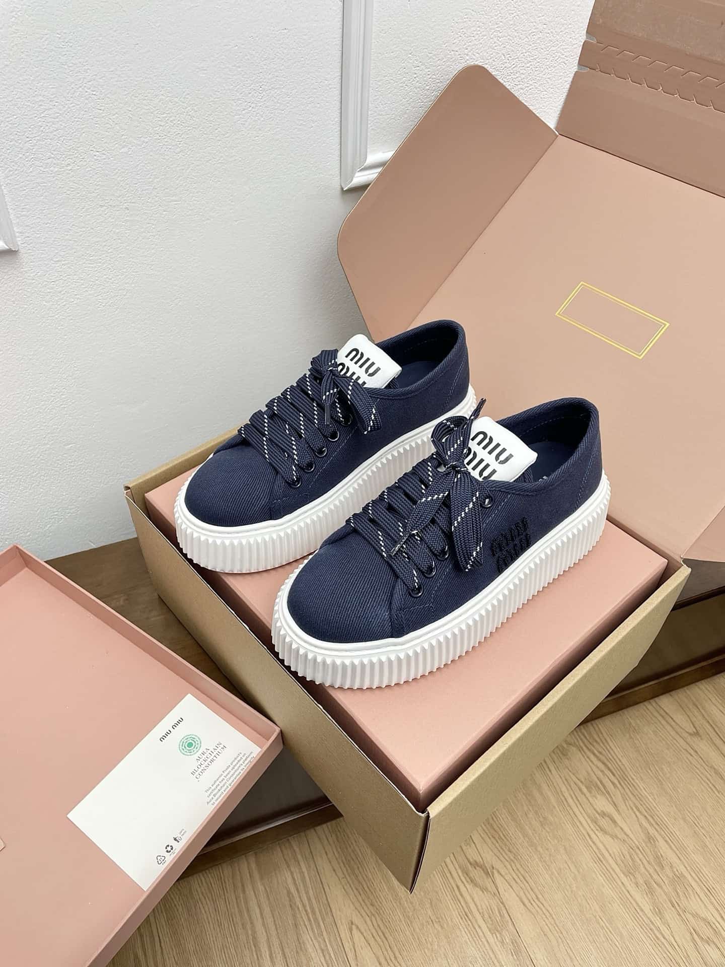 Miu Miu Royal Blue Denim Sneaker Shoes Women