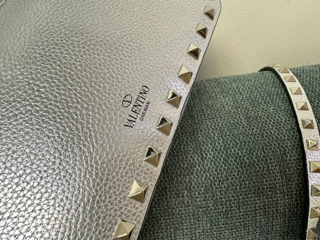 Valentino Garavani Mini Rockstud crossbody bag in metallic silver High