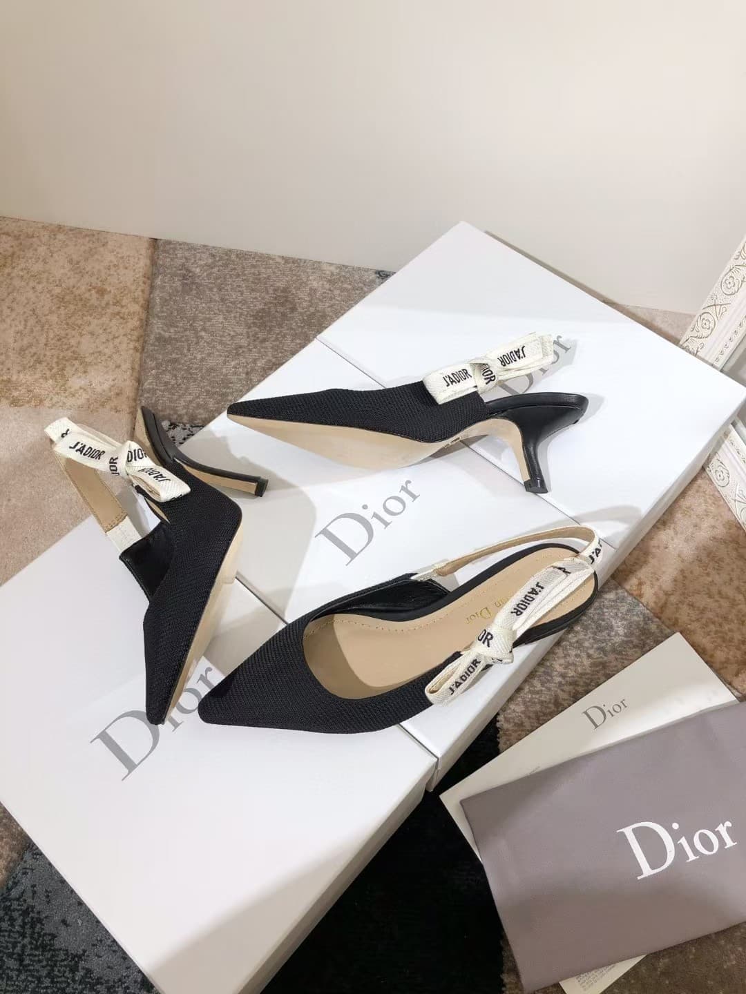 Dior J'ADior Slingback Pumps In Black Patent Leather