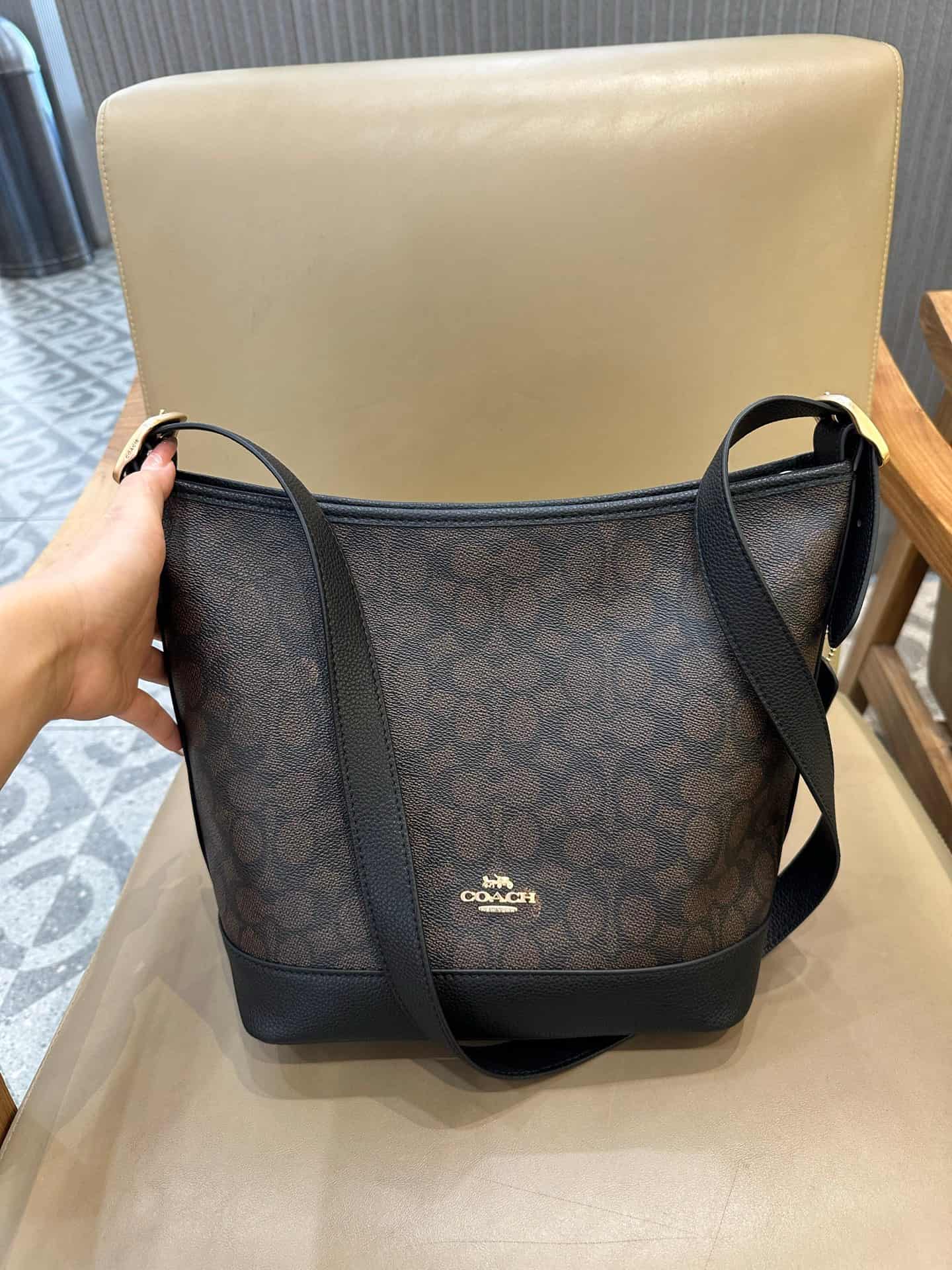 Coach Jude Duffle Bag in Signature Canvas with Walnut Leather High