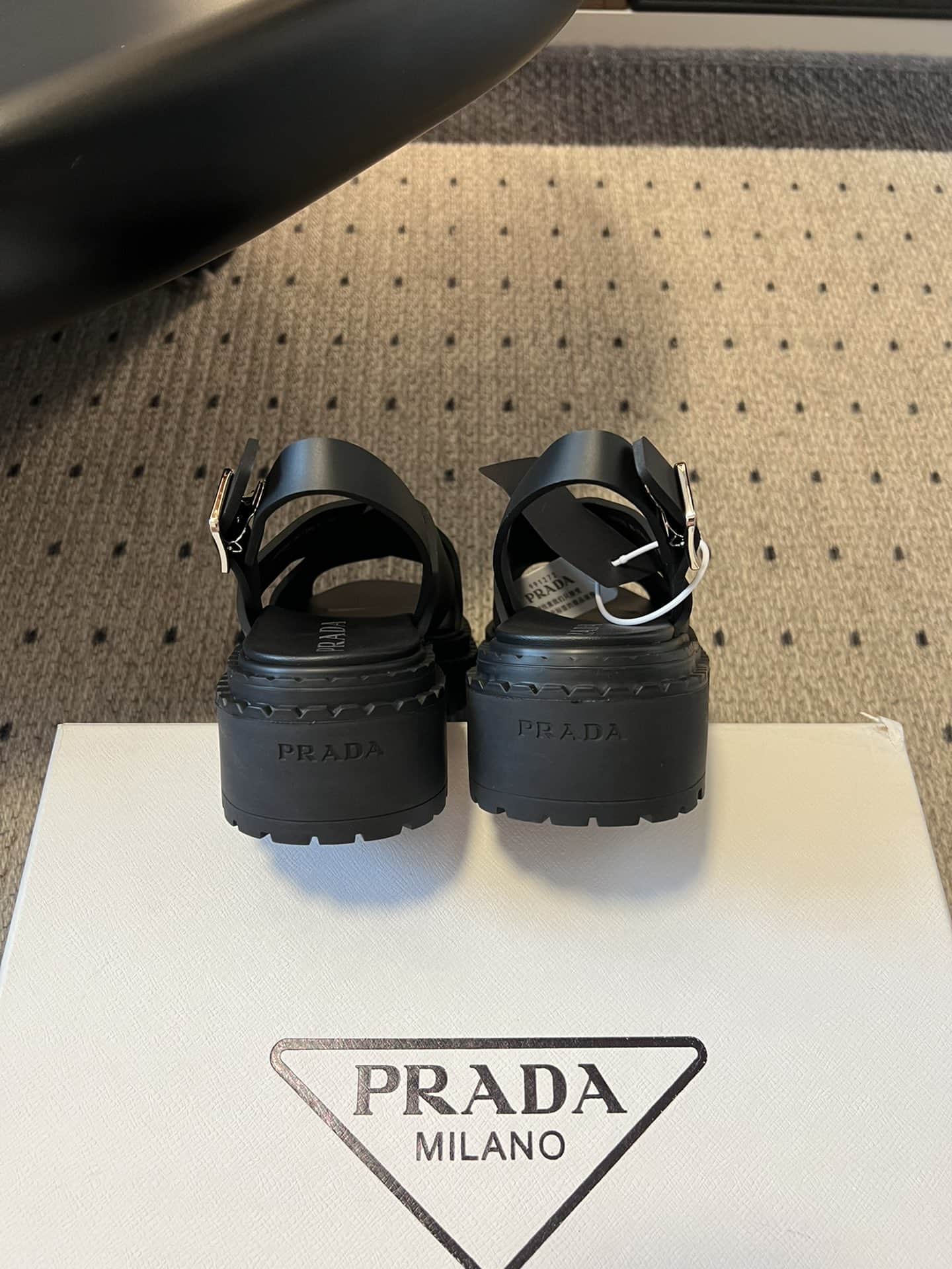 Prada Soft Rubber Crisscross Strap Sandal shoes Women